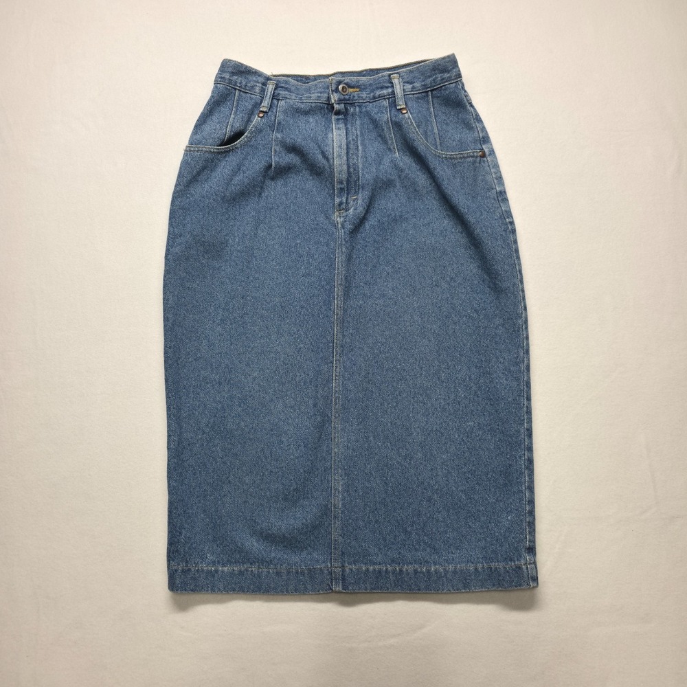 Vintage Lee Women's Denim Blue Jean Skirt Size 14 Petite Made in USA